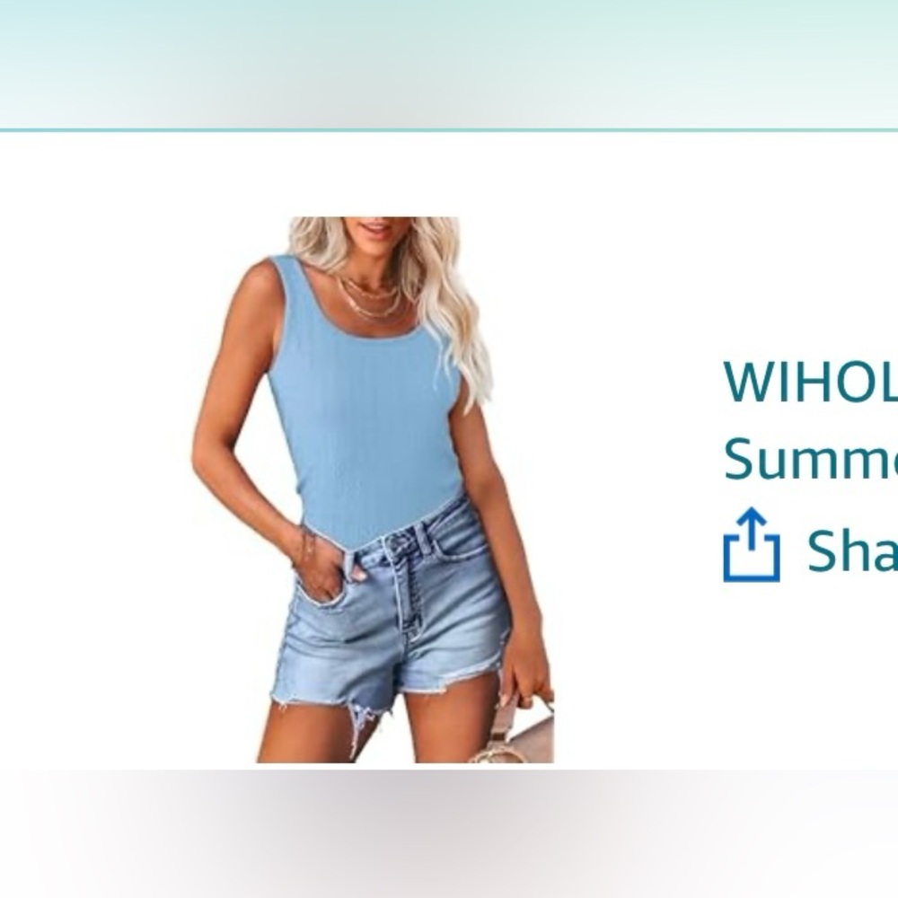 WIHOLL Womens Tank Tops Ribbed Scoop Neck Sleeveless Tops Shirts. Size medium.